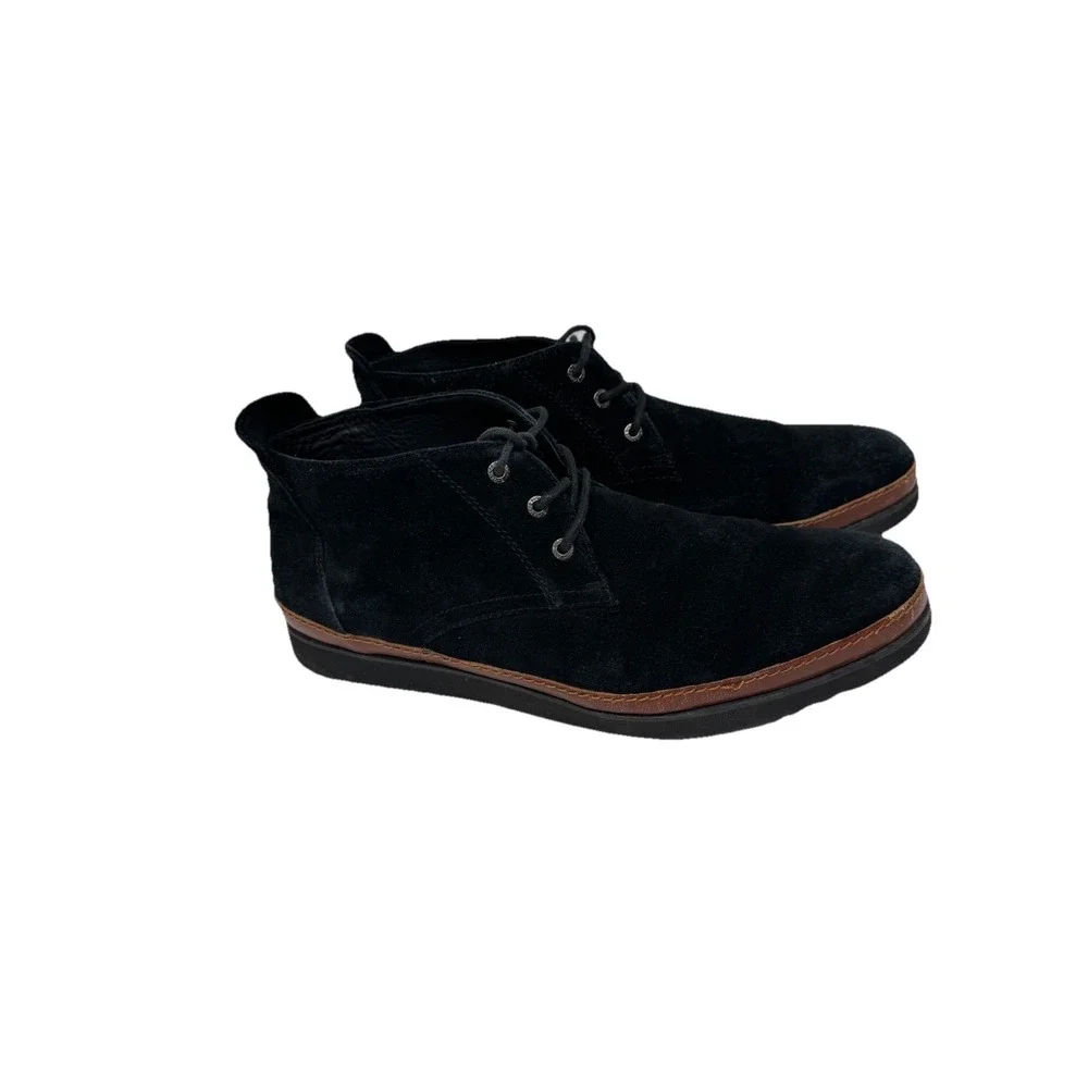 🔥BUGATCHI 🎱Black Suede Chukka Boots -‎ Mid Top Lace Up - Luxury Designer -11